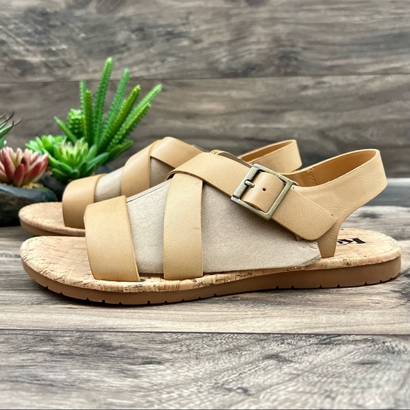 NIB Korks By Kork Ease Justicia Strappy Flat Sandal Natural PU - Picture 5 of 12